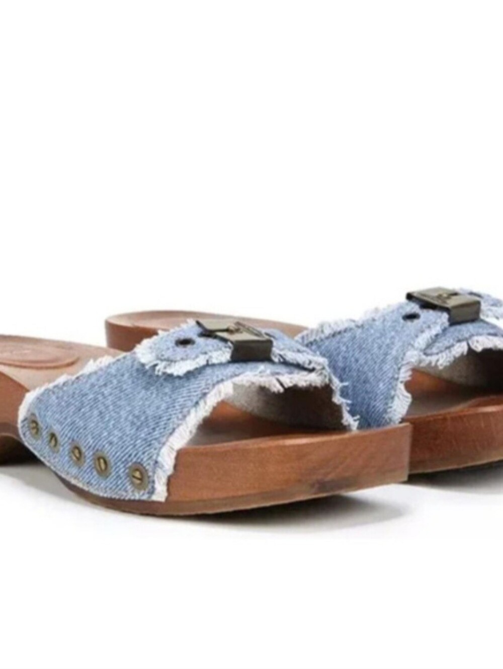 RE/DONE x Dr. Scholl's Clog Slide Sandals Buckle Washed Denim Blue NWB Size 9